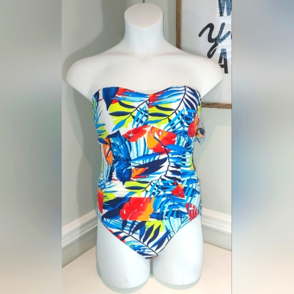 Jag Multi Color Floral Print One Piece Swimsuit NWT
